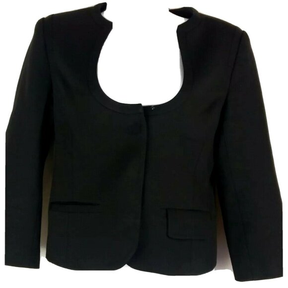 Elegant Minimalist Trina Turk Black Mott Fitted Jacket Size 2 Party Chic Office - Picture 3 of 12